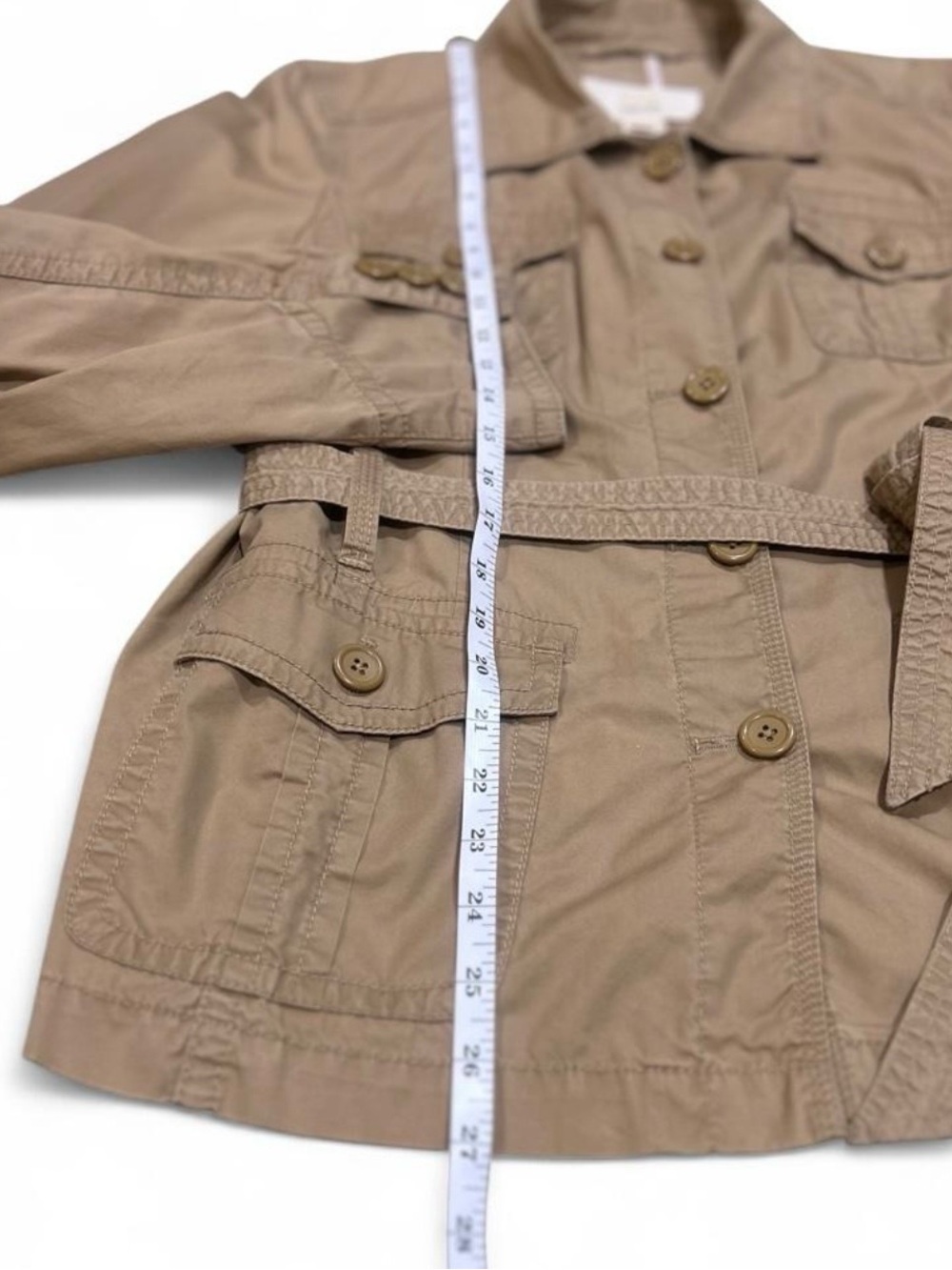 Khaki J.Crew Chino Utility Belted Jacket Cotton Cargo Capsule Military Coat L - Picture 6 of 8